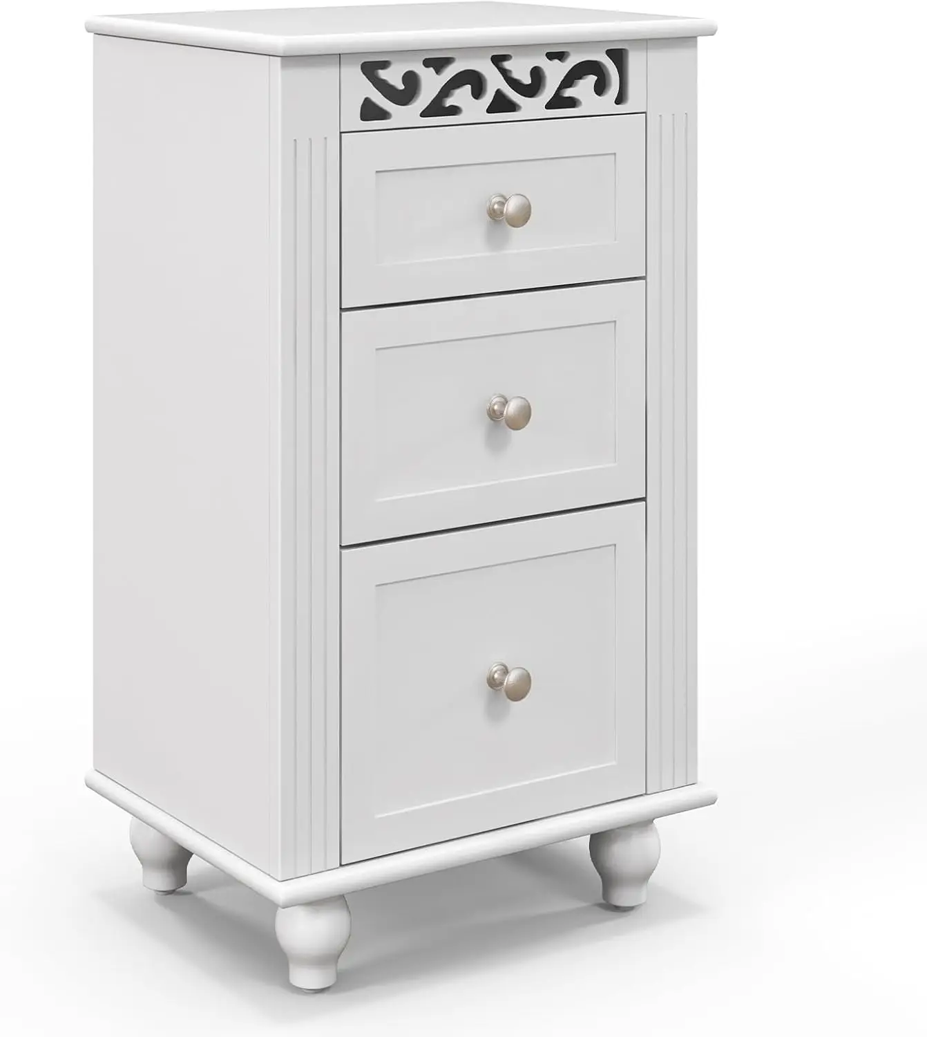 

White Bathroom Floor Cabinet, Freestanding Cabinet with 3 Drawers, Versatile Modern Floor Cabinet with Anti-toppling Device fo