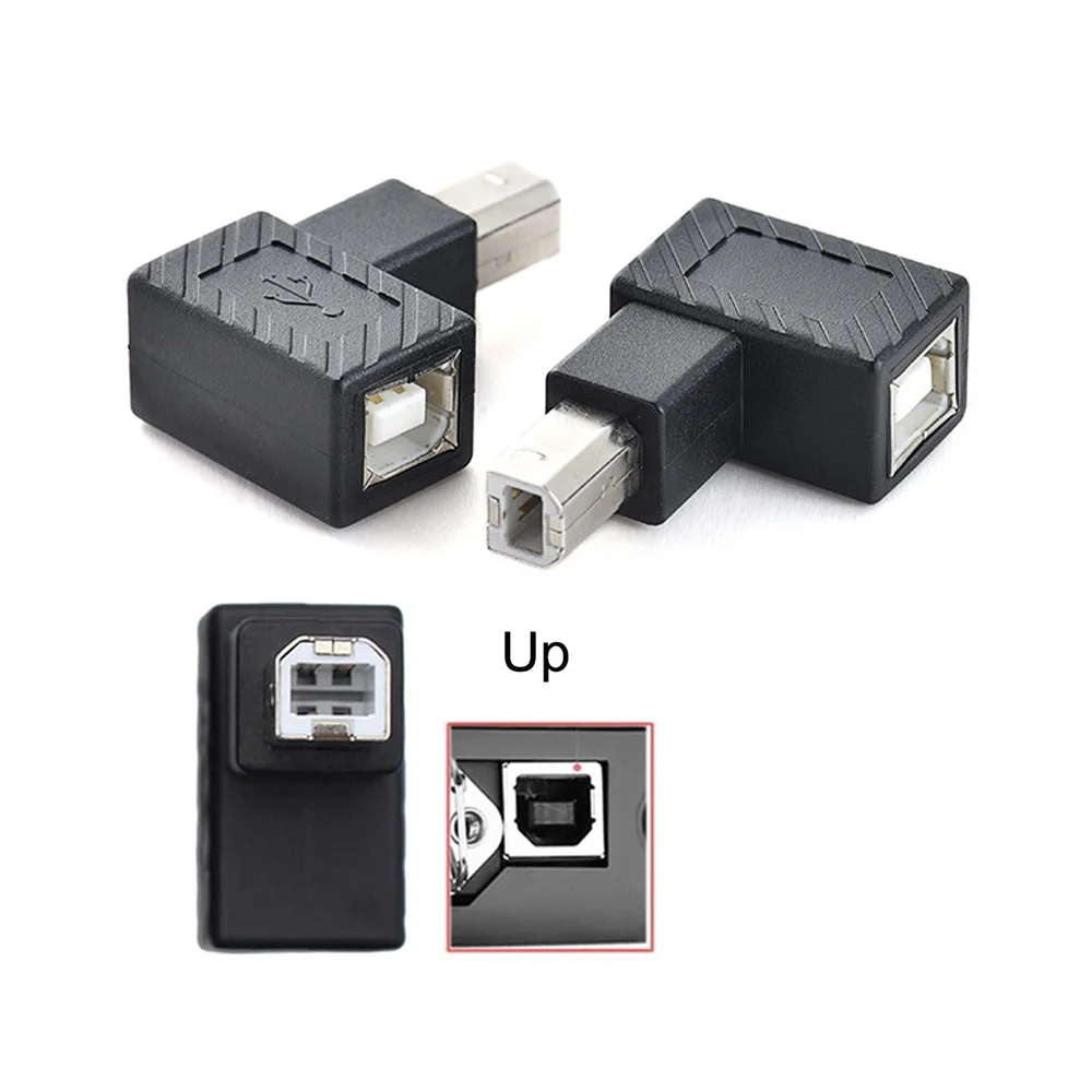 USB 2.0 B Type Male to Female Extension Adapter Horizontal Vertical Angled 90 Degree for Disk Scanner