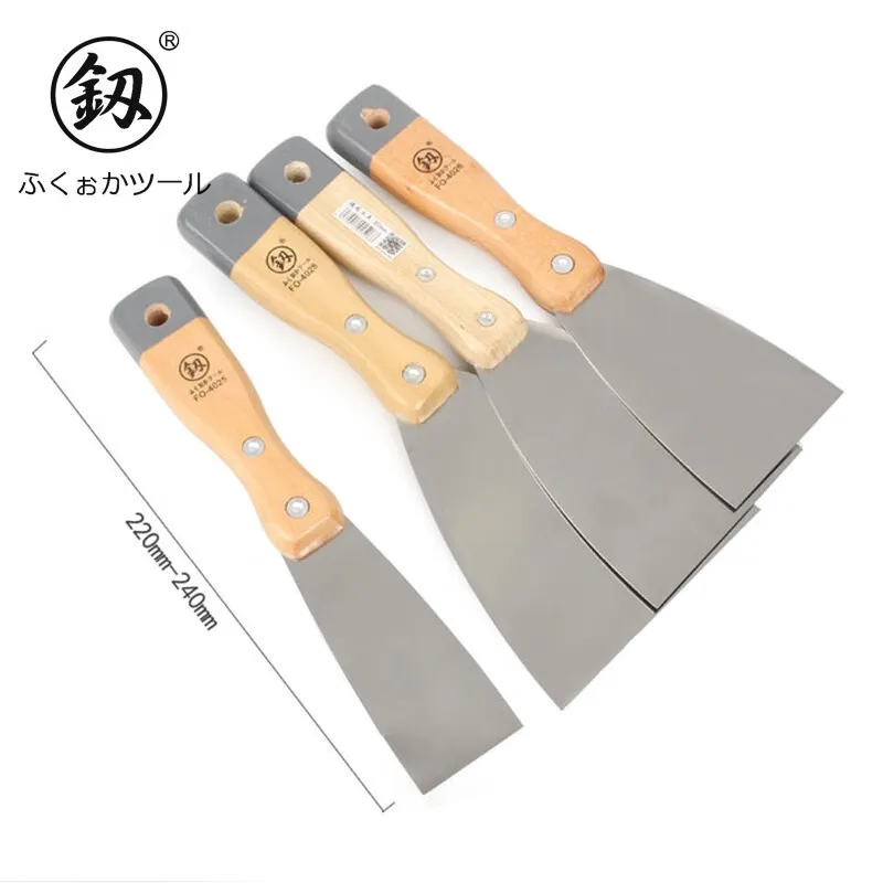 Cuchillo de masilla de acero inoxidable para decoración de pared, herramienta de pintura con mango de madera, 1-6 pulgadas, 1 piezas