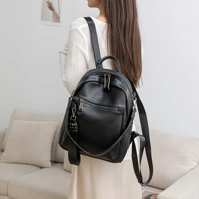 Гонконгская брендовая женская сумка на двойное плечо из натуральной кожи, новинка 2025 года, модная мягкая кожаная дорожная сумка 2018, универсальная, модная