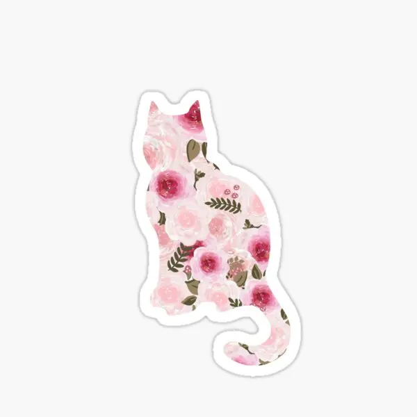 Floral Cat Sticker Sticker Sticker for Laptop Decor Bedroom Car Cute Cartoon Art Fashionable Public Suitcase