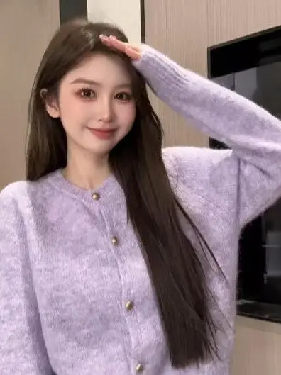 

Мягкий уютный женский вязаный открытый кардиган, свитер свободного покроя в стиле ретро, ленивая мода, высококачественная осенне-зимняя верхняя одежда