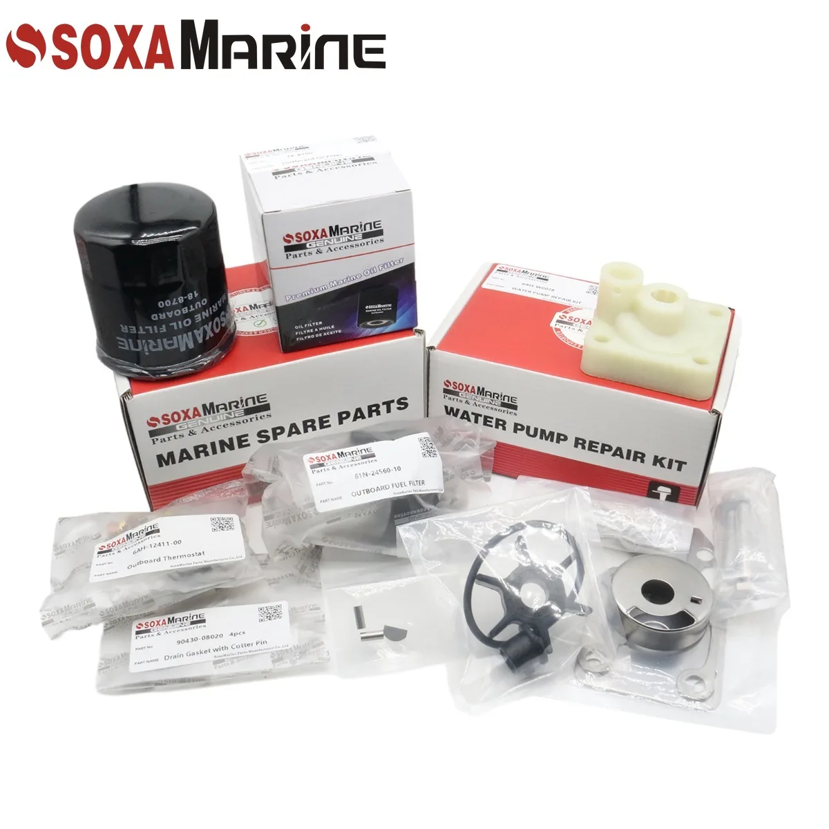

Fit for Yamaha F20B Maintenance Kit 2007 + Marine Outboard Water Pump Rebuild with Thermostat Fuel Filter Oil Filter