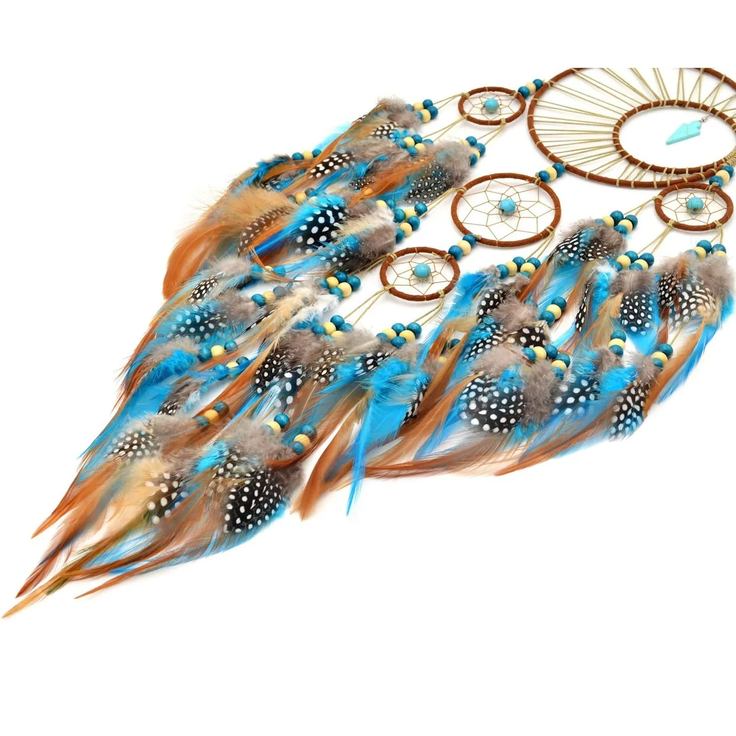 Bohemian Turquoise Dream Catcher With Feathers Beads Multiple Circles Home Decor Turquoise Arrow Feathers Beads Artistic Wall