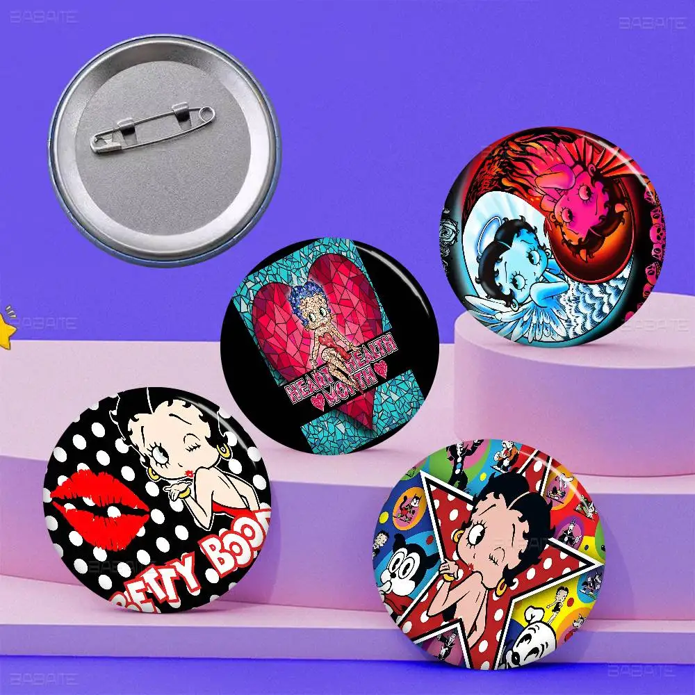 B-Betty Doll B-Boop Girl دبوس زر ناعم مشرق مطبوعة أيقونة هدية للأصدقاء شارة طوق بروش التلبيب دبوس معدني