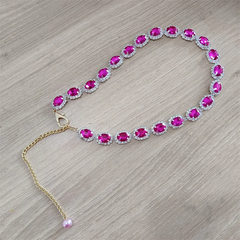 

Hat accessories clavicle chain fashionable and atmospheric colorful necklace full of diamonds luxury decoration popular necklace