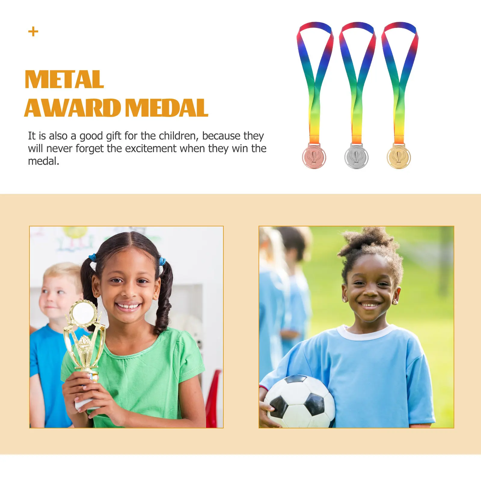 3Pcs Sports Medals Zinc Alloy Trophy Pattern Hanging Competition Medal Awards Gold Silver Bronze Winner Medal Set