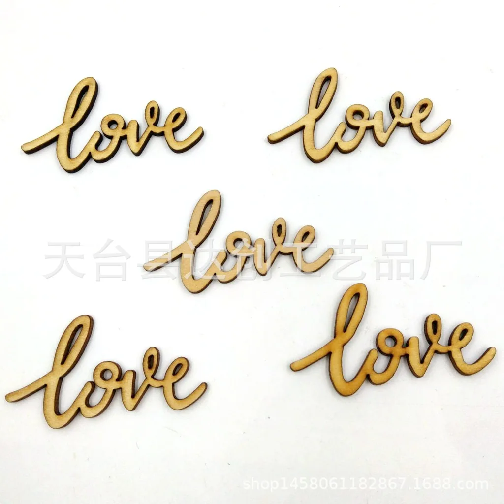 Spot venta al por mayor fichas de madera amor madera europea y americana alfabeto inglés artesanía fichas de madera decoración de accesorios de escena del Día de San Valentín