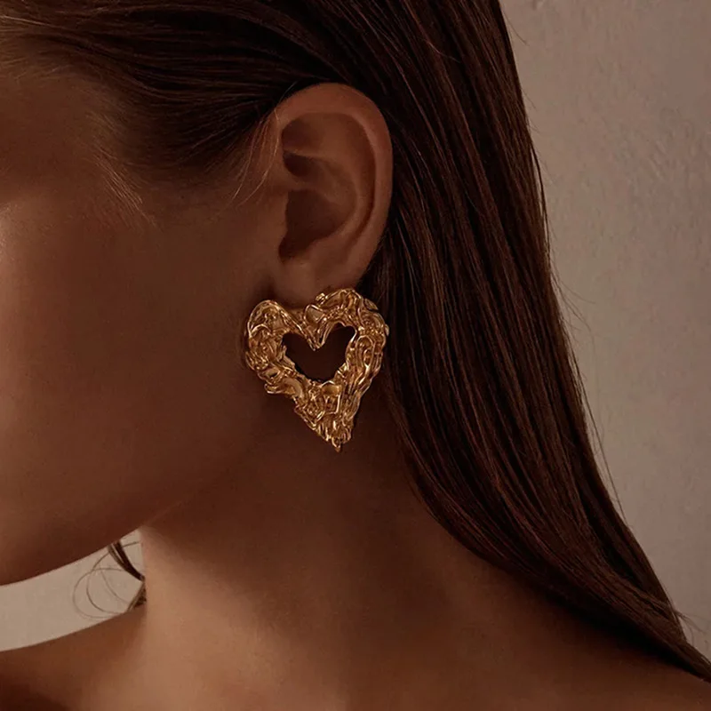 

Stainless Steel PVD 18K Gold Plated Tarnish Waterproof Heart Earrings For Woman Jewelry Wholesale INS