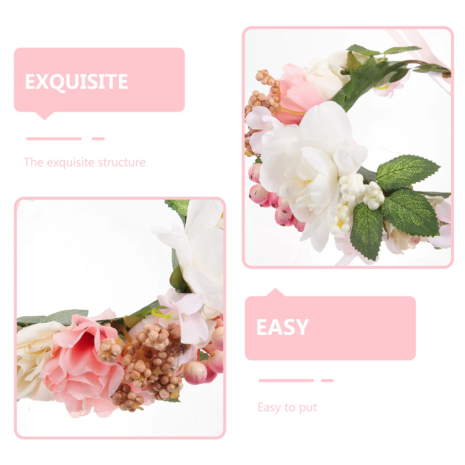 Hawaiian Flower Wreath Elegant Durable Bride Wedding Party Wreath for Engagement Pageant Theme Party Decoration Garland Ornament