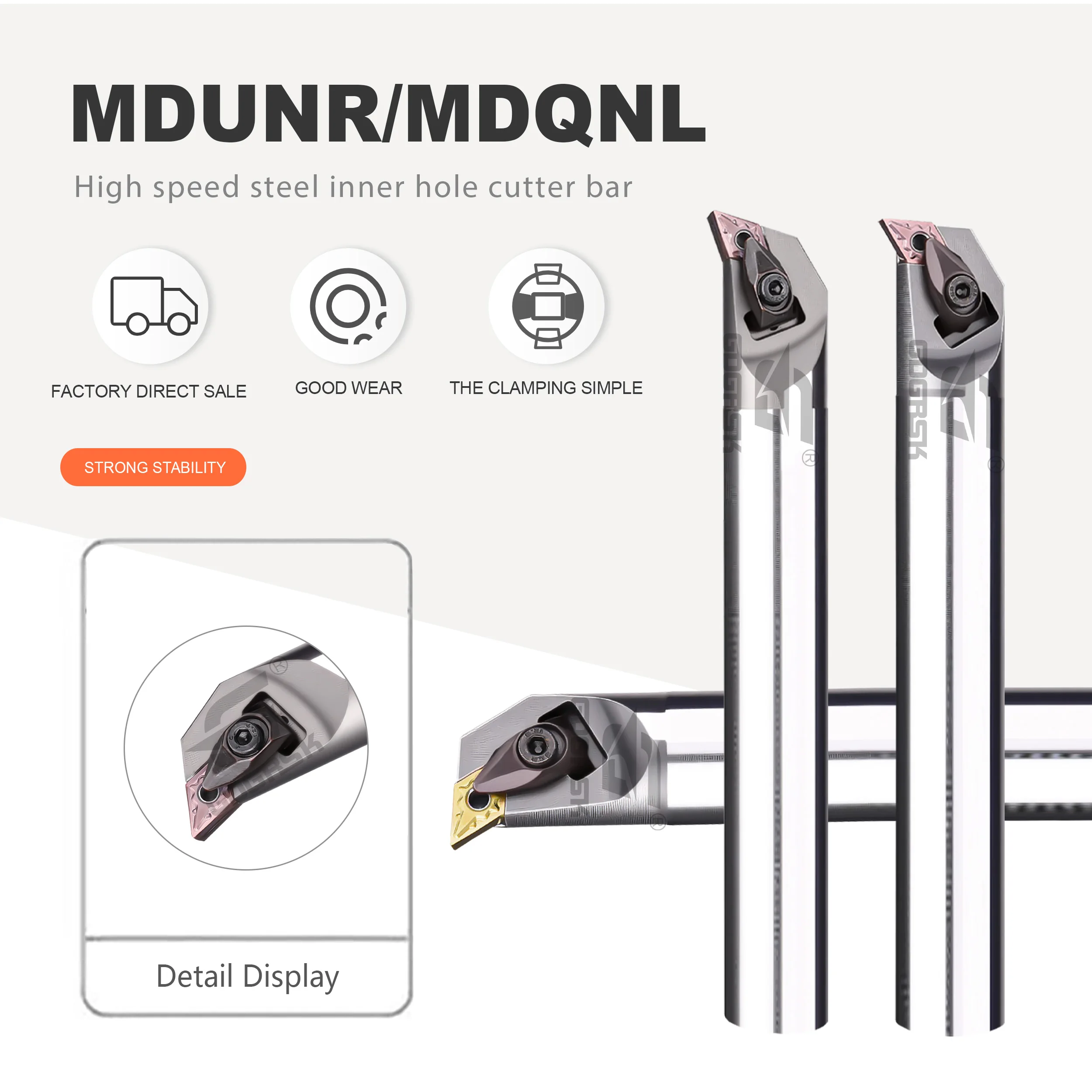 

MDUNR/L MDQNR/L High Speed Steel Inner Hole Cutter Bar H25S/H32T/H40T/H20R-MDUNR/MDQNR Small Hole Boring Bar For DNMG11/15 Blade