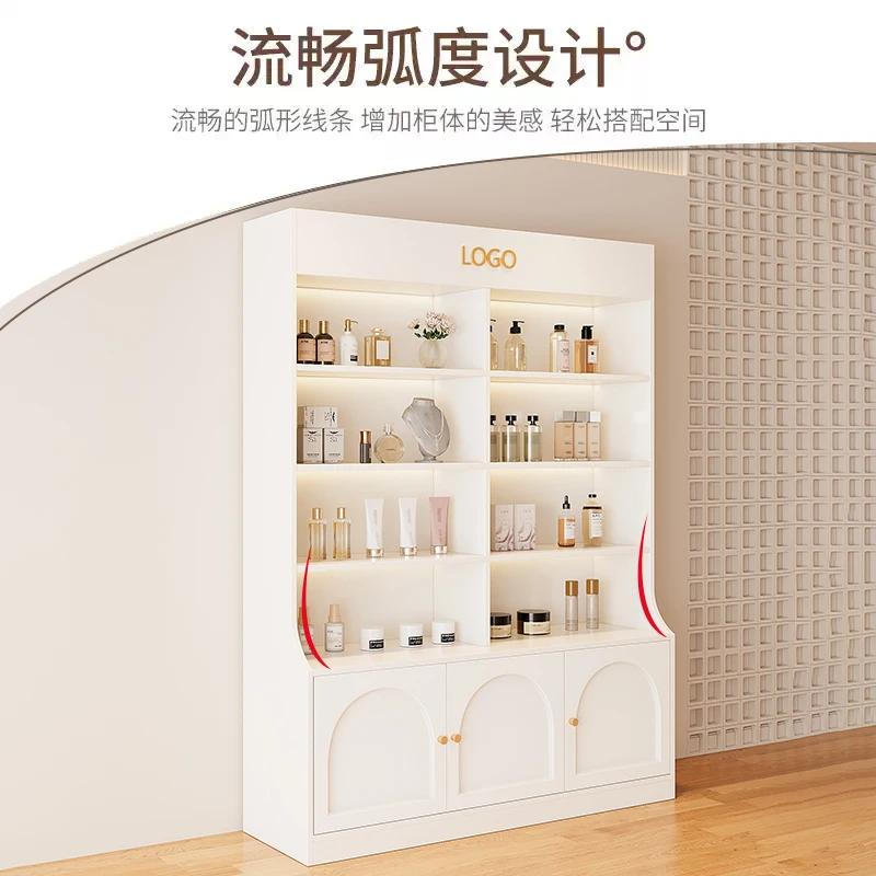 Cosmetics Display Cabinet Products Beauty Salon Nail Art Display Cabinet Skin Care Products Glass Door Shelf Shelf