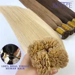 Virgin Hair Flat Tip Hair Extensions Natural Real Human Hair Fusion Capsule Keratin Brown Blonde 1g/Strand 14-22 inch For Woman