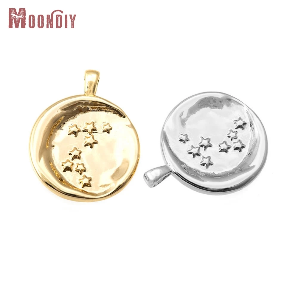 

4 шт., платиновый цвет, латунь, круглая форма, подвески в виде луны и звезды, подвески, высокое качество, ожерелье «сделай сам», серьги, аксессуары для изготовления ювелирных изделий