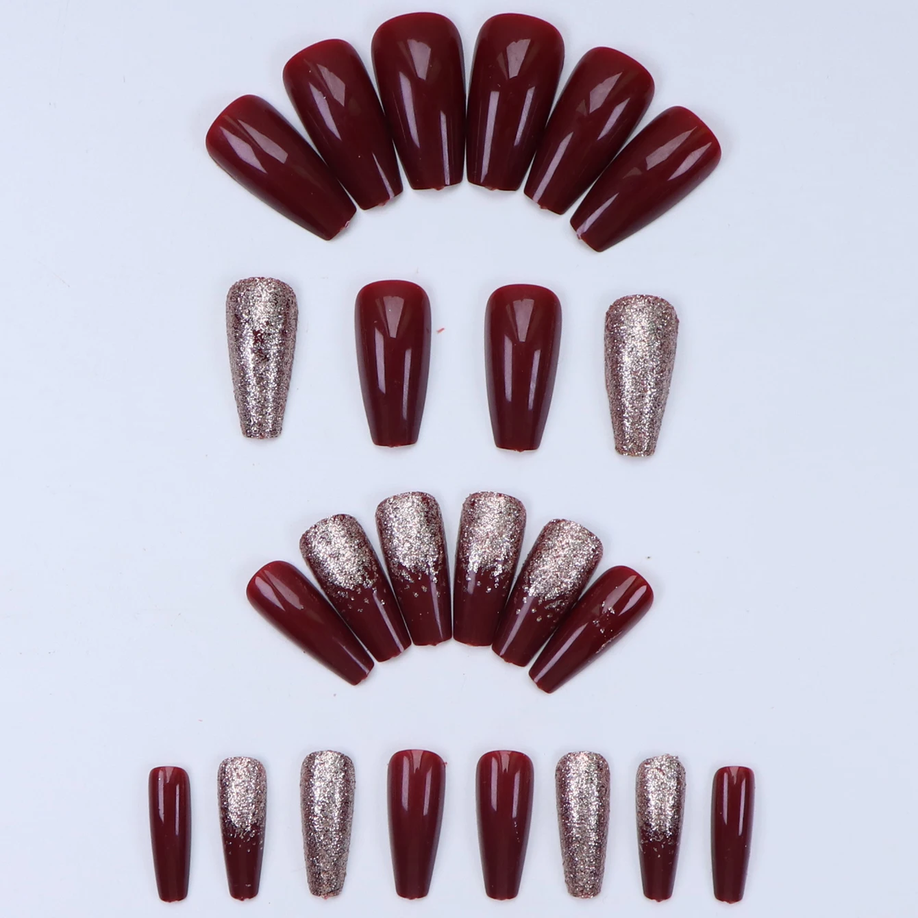 24 PCs Short French Minimalist Glitter Nails with 1 Jelly Gel and 1 Nail File