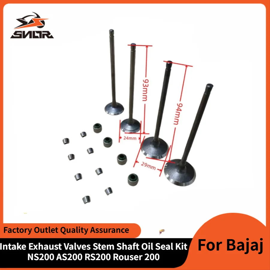SNOR-válvulas de escape de admisión para motocicleta, Kit de sello de aceite del eje de equilibrio del vástago para BAJAJ Pulsar NS200 AS200 RS200 Rouser 200 Dirt Bikes