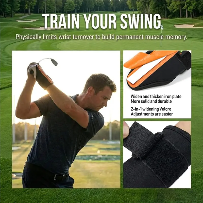 A64T for Golf Swing Trainer Aid Wrist Brace, Ambidextrous Hinge Design Splint Support for Swing Correction, Training Aid for