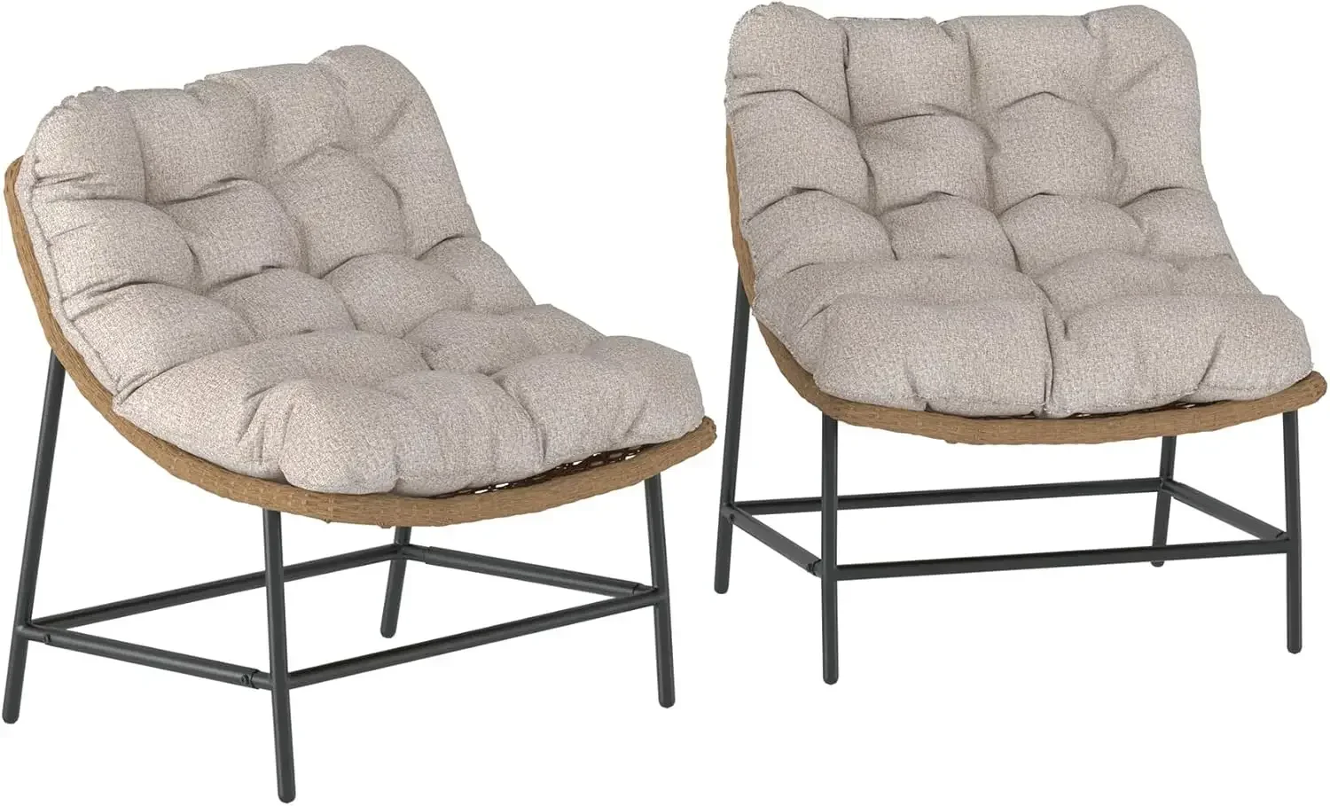 Walker  Modern 1 Piece Rattan Scoop Chair Set