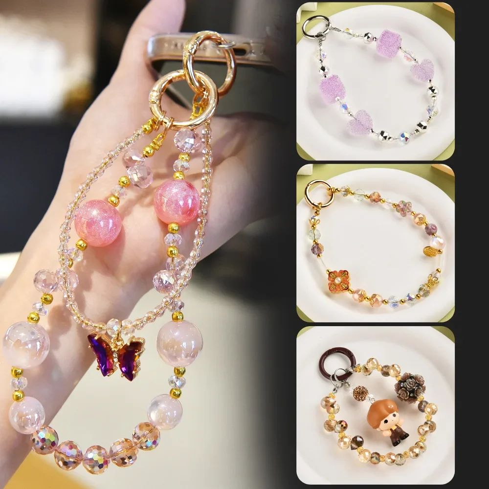

998Mobile phone chain, crystal beaded mixed style, personalized and fashionable bag, pendant bag, card buckle
