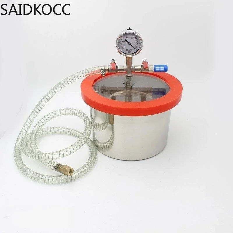 3L Stainless Steel Vacuum Degassing Chamber 20CM Diameter Epoxy Resin Vacuum Defoaming Barrel With 12MM Thickness Acrylic Lid