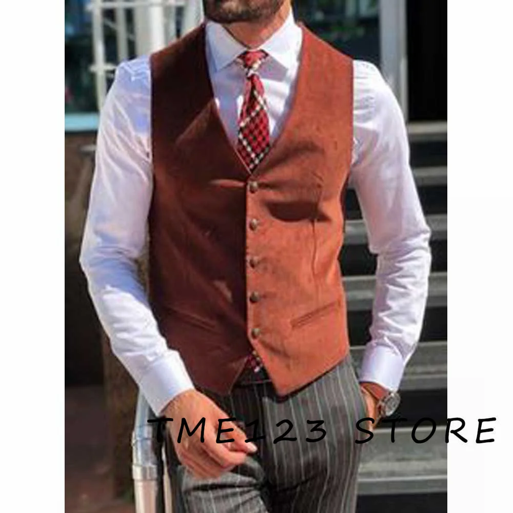 

Men's Suede Elegant Casual Single Breasted Vest Suit Best Formal Man Ambo Steampunk Wang Gothic Chaleco Vests for Women Male Fan