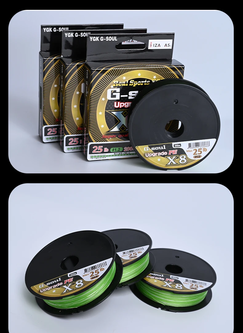 YGKPE G SOUL X8 BRAID Upgrade Geflochtene Angelschnur Superstark 8-fädige Multifilament PE-Schnur 150M 200M Hergestellt in Japan 14LB-60LB – Detail 10