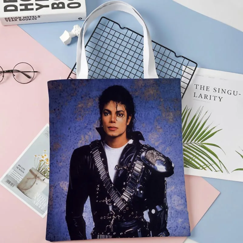 New Arrival Michael Jackson Bag Foldable Shopping Bag Reusable Eco Large Unisex Canvas Fabric Shoulder Bag Tote 0410