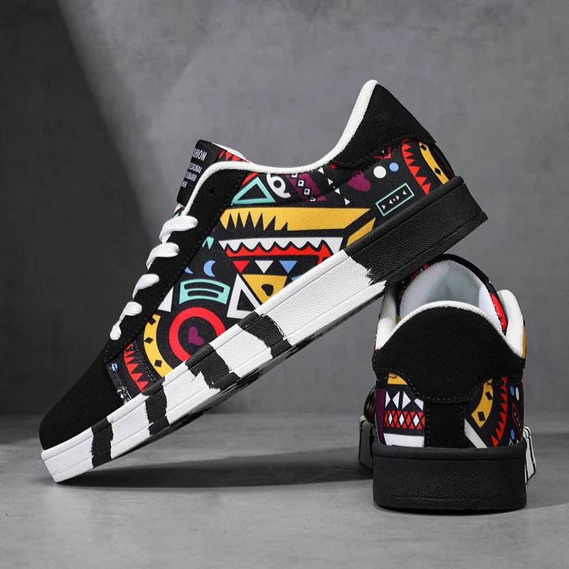Men color blocking Canvas Sneakers Fashion Lace-up Casual Breathable Walking Shoes Lightweight Flat Shoe Street Trend Sport Shoe