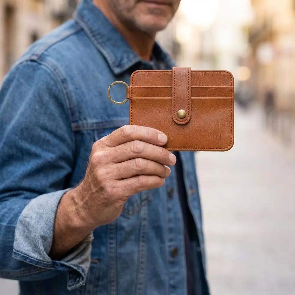 Fashion Waterproof Credit Card Bag Solid Color Portable Mini Coin Pocket Multifunction Hasp Closure Men's Wallet Unisex