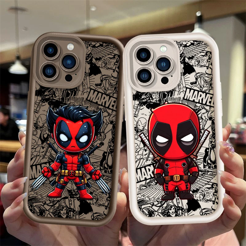 Marvel Creative Deadpool For Apple iPhone 15 14 13 12 11 XS XR X 8 7 Pro Max Plus Pro Shockproof Soft Eye Ladder Phone Case