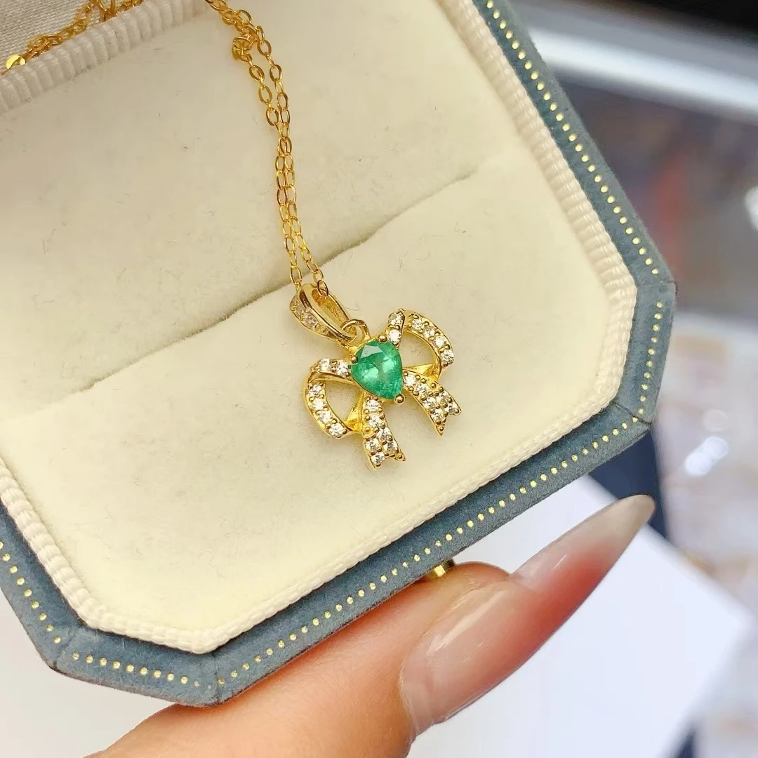 

KJJEAXCMY pure Natural Colombian Emerald S925 silver exquisitely Pendant Full of luster Simple, elegant and high-end Bestseller