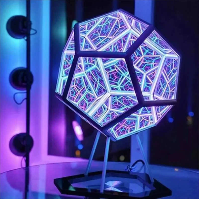 Creative Cool Remote Control Projection Infinite Modern Minimalist Dodecahedron Night Light Color Body Art Light