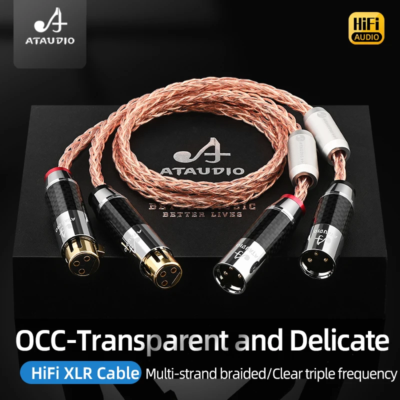 HiFi XLR Cable OCC Core Carbon Fibre Gold Plated Plug 2XLR Male to 2XLR Female Microphone Cable for Mixer Amplifier