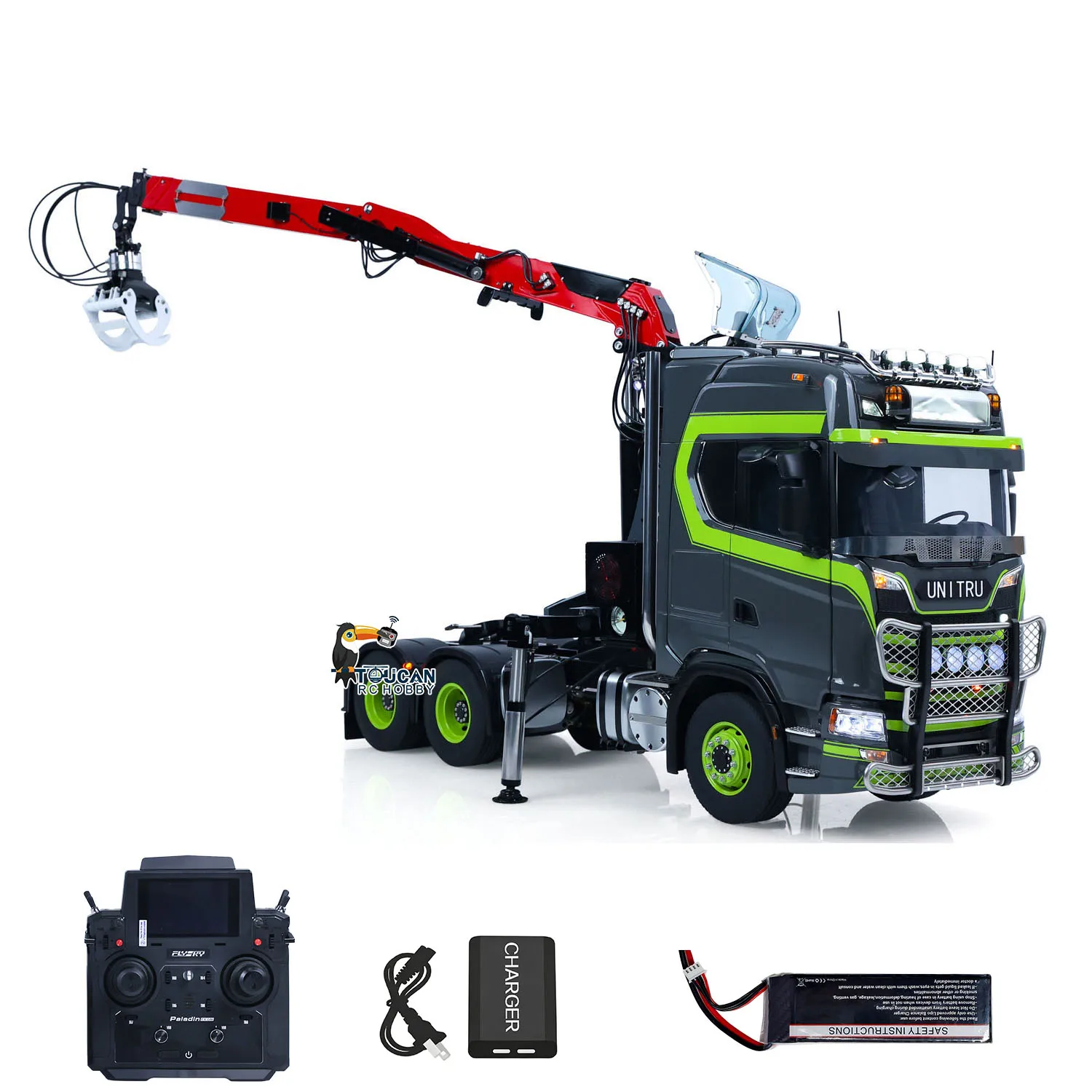 Toucan DIY 1/14 770S Hydraulic Metal Chassis 6X6 RC Tractor Truck Crane Lorry Light Sound Smoke PL18EVLite Finished Toys for Boy