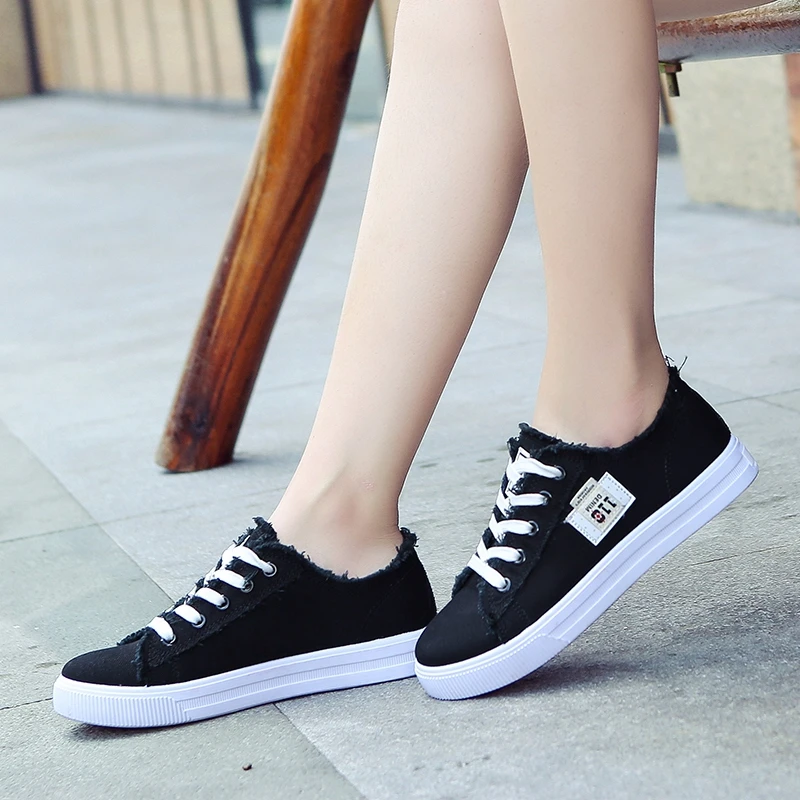 Fashion Canvas Shoes of Women Casual Lace-Up Classics Denim Shoe Tennis for Girl Flat Sneakers Women\'s Vulcanized Shoes 2022