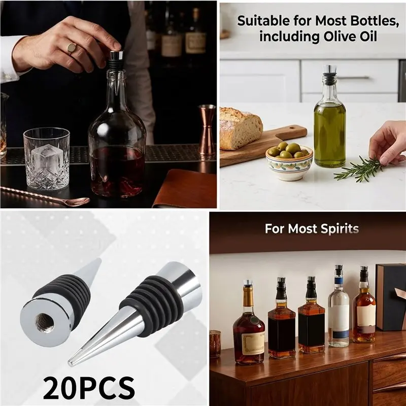 B84B-20Pcs Wine Bottles Stoppers Beverage Bottles Stoppers Wine Bottles Corks Tapered Storage Crafts Art DIY