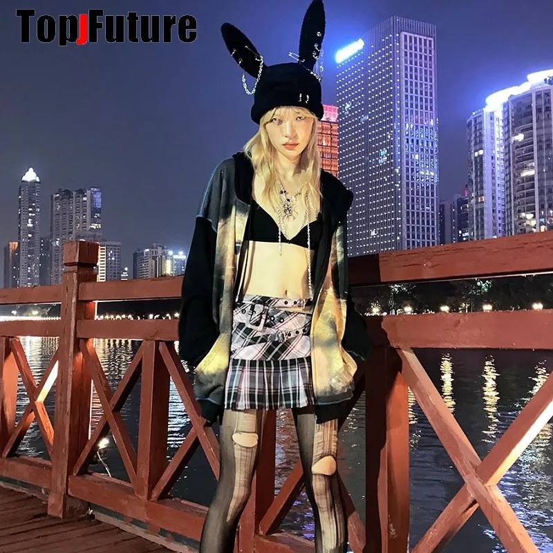 Women  Japanese Harajuku Y2K Girls Long Rabbit Ear Hat Gothic Chain Lambswool Winter Warm Bunny Ear Caps Streetwear Beanie Hat