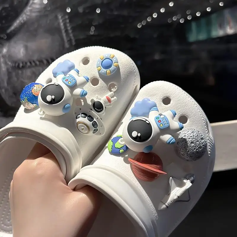 MINISO Cartoon Planetary astronauts Shoe charms DIY 3D stere Shoe Flower Decorative Buckles Detachable Children gift