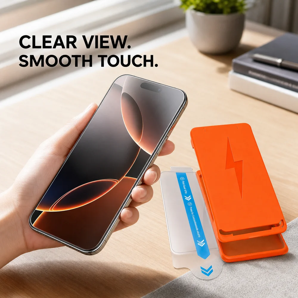 Screen Protector for iPhone 17 16e 15 14 13 Pro Max Borderless HD Tempered Glass Auto Alignment Frame Bubble Free Easy Install