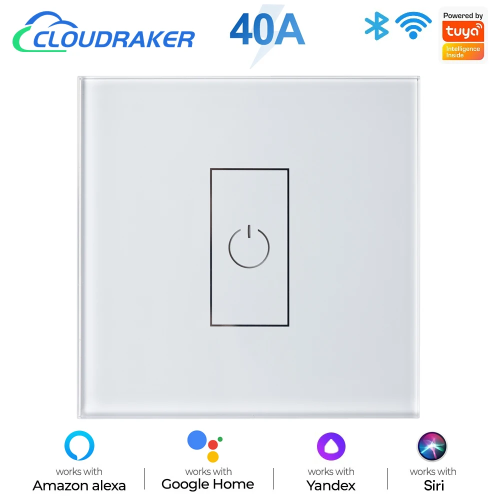 Tuya Smart WiFi 40A High Power Switch for Water Heater Boiler Air Conditioner App Control Timer Works with Alexa Google Home