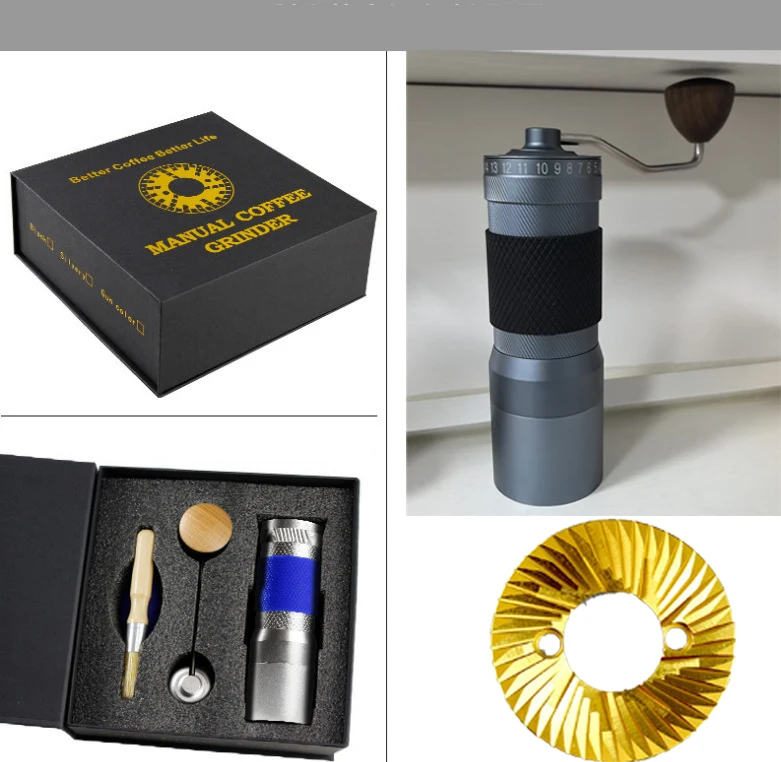 Portable  Coffee Grinder Ghost Tooth Aluminum Alloy Body Stainless Steel Flat Burr for Home Coffee Brewing