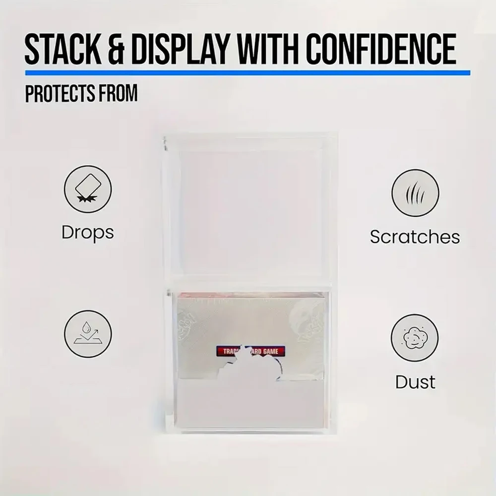 5mm acrylic stackable display box, compatible with Booster Box transparent magnetic buckle protective box