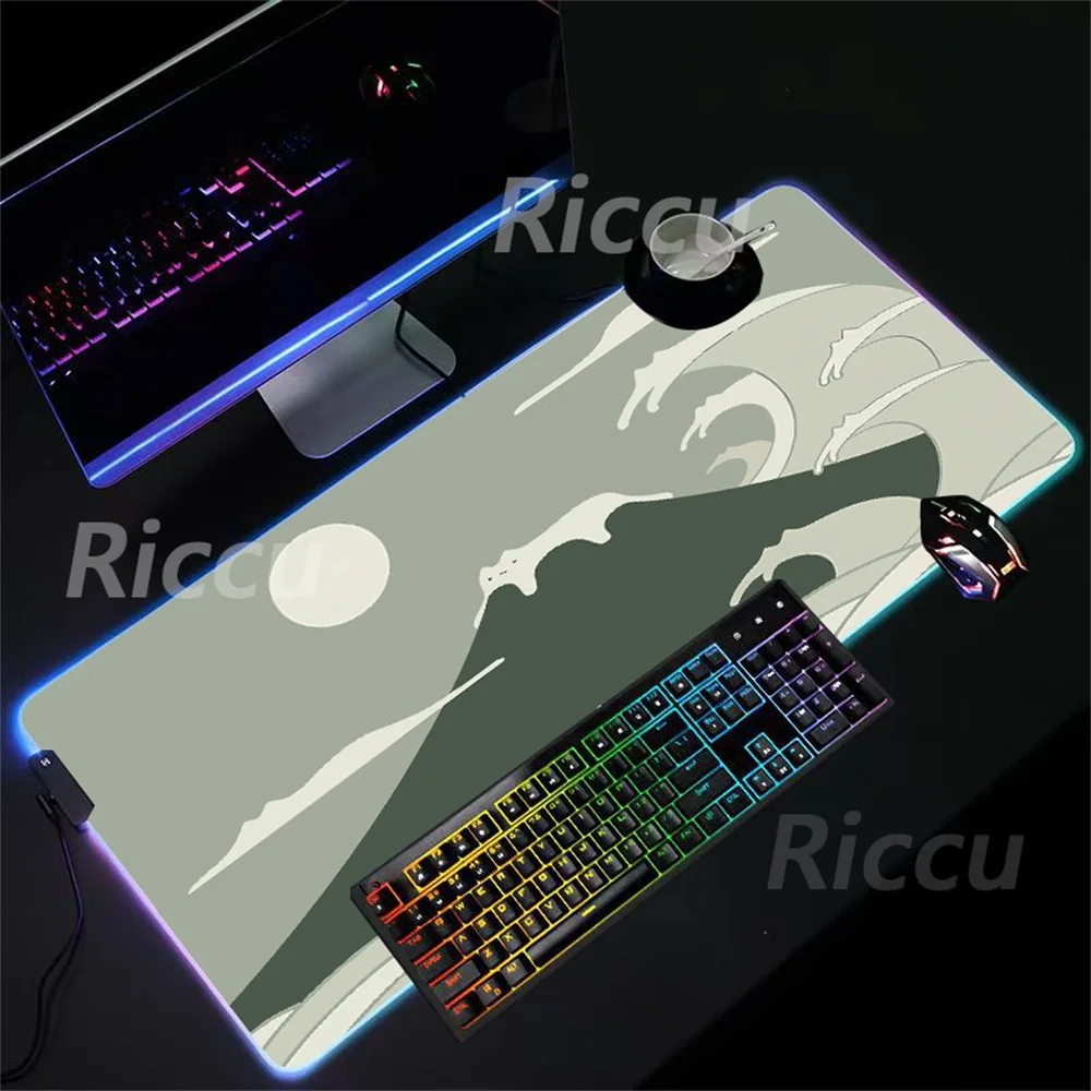 Japanische Wellen niedliche Katze PC Tisch matte High Definition Druck RGB Mauspad Desktop-Spiele xxl große Spiel zubehör Mauspad