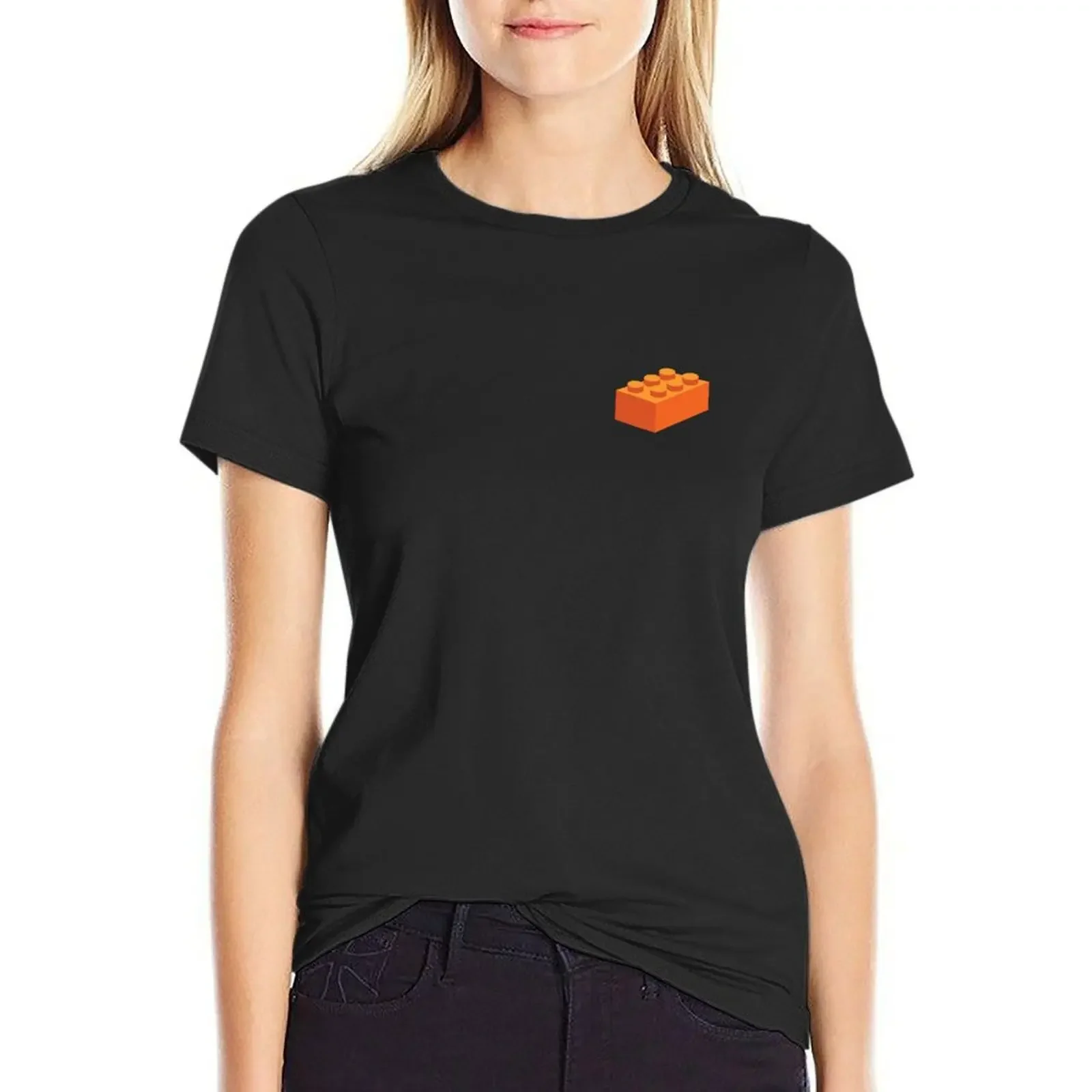 

Building blocks that lock - Orange & Teal T-Shirt lady clothes animal prinfor quick drying white t shirts for Women