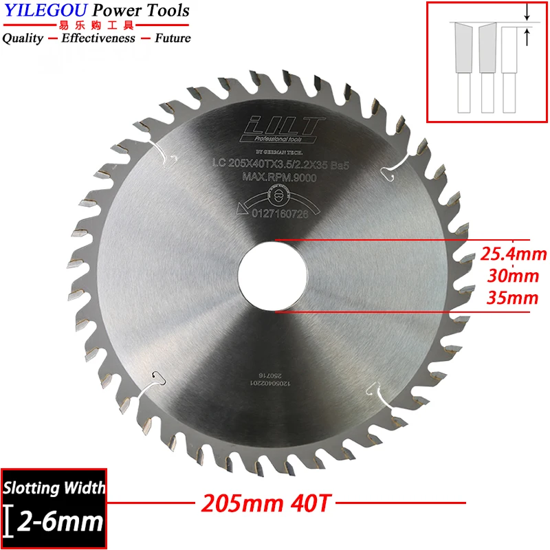 

Circular Saw Blades 205mm TCT Slotted Saw Blades 7" Carbide Grooving Cutter 1.8-6mm Milling Cutter Cutting Solid Wood, Plywood.