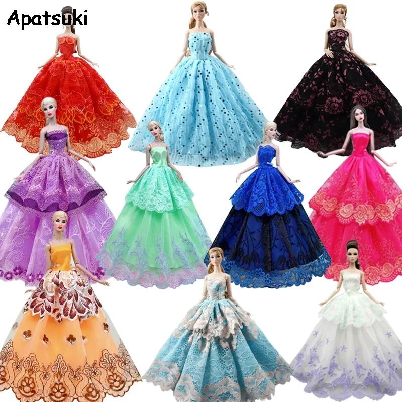 Vestido de novia de encaje colorido para muñeca Barbie, trajes, ropa, vestido de fiesta de princesa para casa de muñecas BJD de 11,5 ", 1/6, accesorios, juguete para regalo