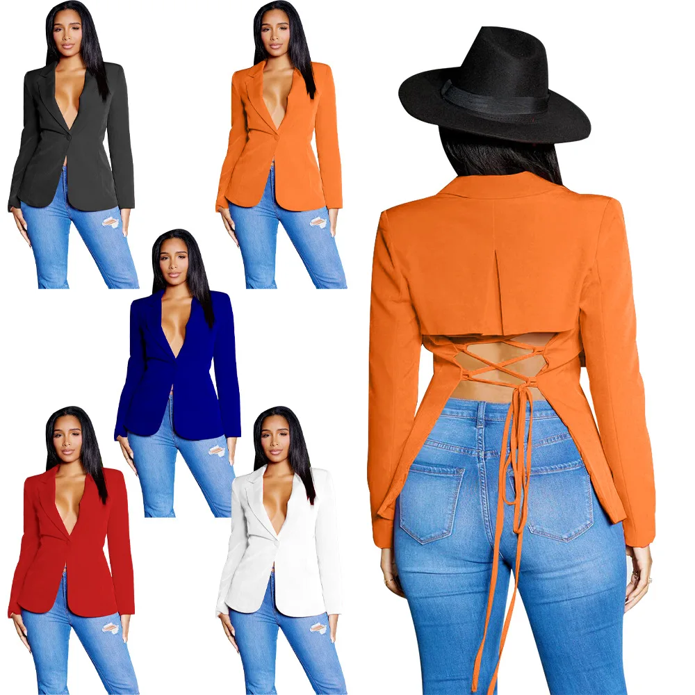 Faionable – chemisier Long Sve v-ne pour femmes, couleur Pure, K0600, petit costume Sexy en Polyester, été 2023, fabriqué en chine