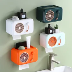Creative radio tissue box wall mounted multifunctional tissue holder waterproof and dustproof face wash towel storage box