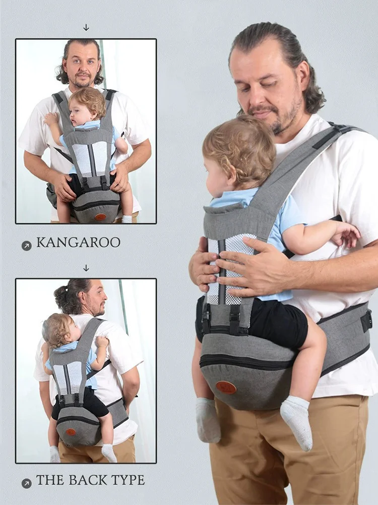 PANGDUBE Baby Carrier with Hipseat Front or Back Carry Ergonomic Baby Sling Kangaroo for Babies Ergo Backpack for Baby Necessary