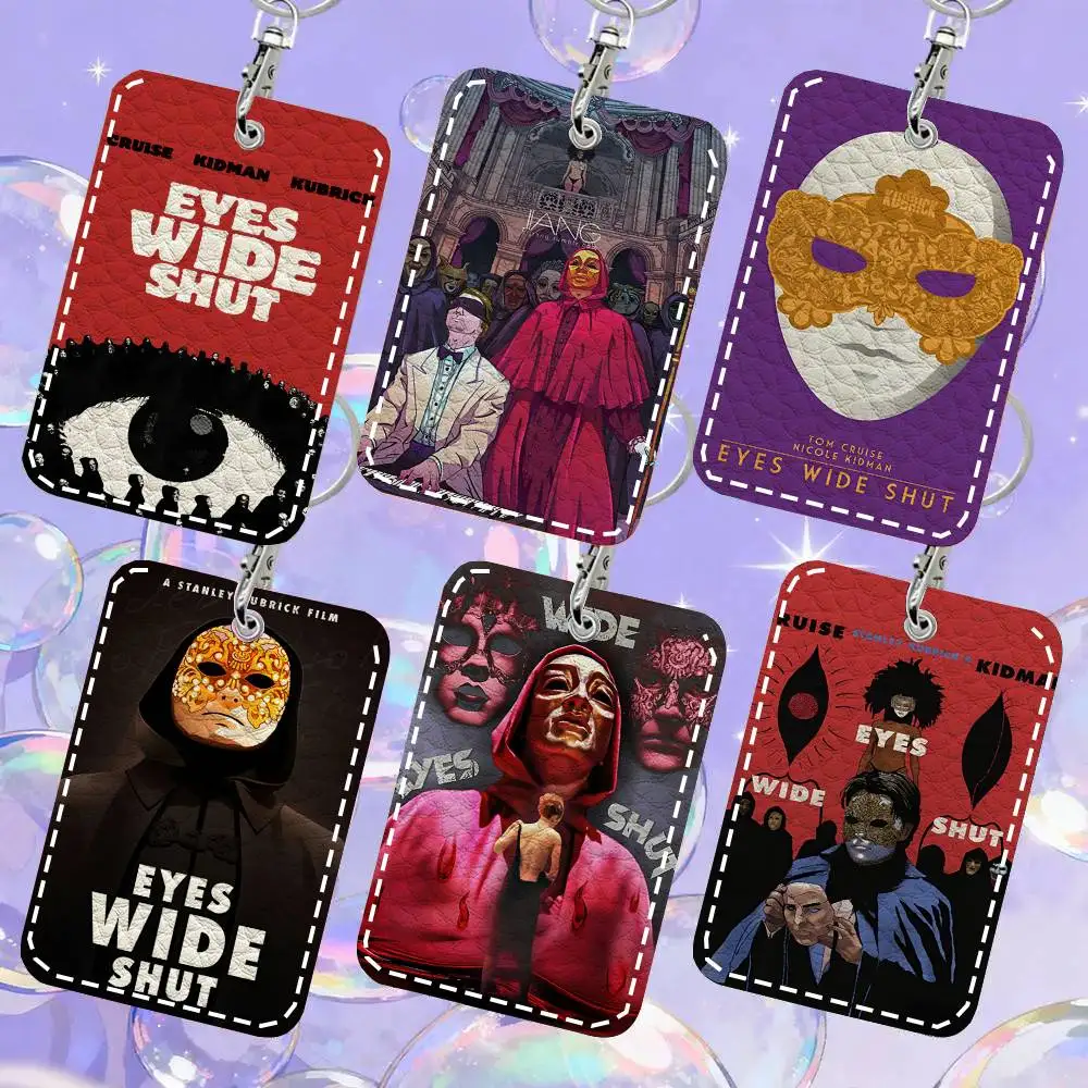

1pc Horro Film Eyes Wide Shut Card Case Keychain Access Card Bag Key Tag Ring Leather Card Holder Key Ring Access